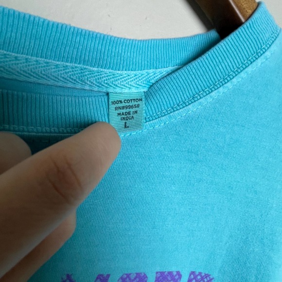 NWT Puerto Rico Graphic Tee Short Sleeve Crew Neck Blue Neon El Morro San Juan L - Picture 4 of 11